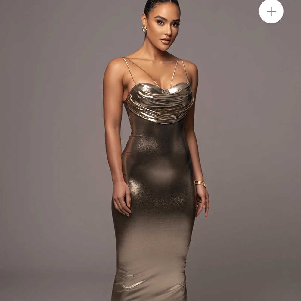 Jlux label light gold visions of you midi dress